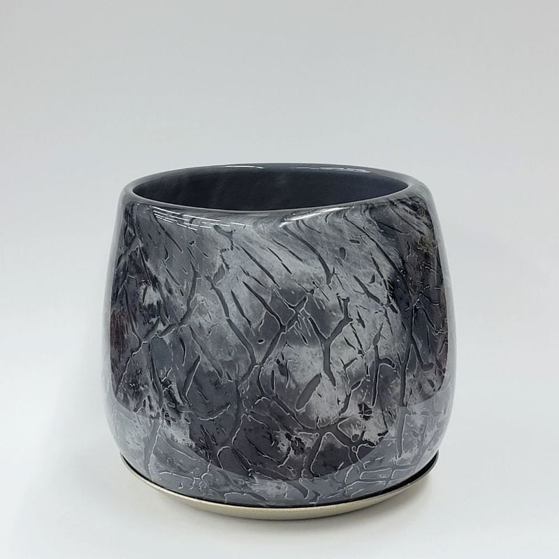 DGガラスボウルポット&ソーサーφ12(10)xH10 シャドウフロスト