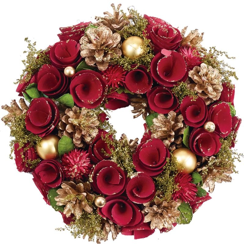 【受注生産】リースレッド眠りGコーンボールラメS