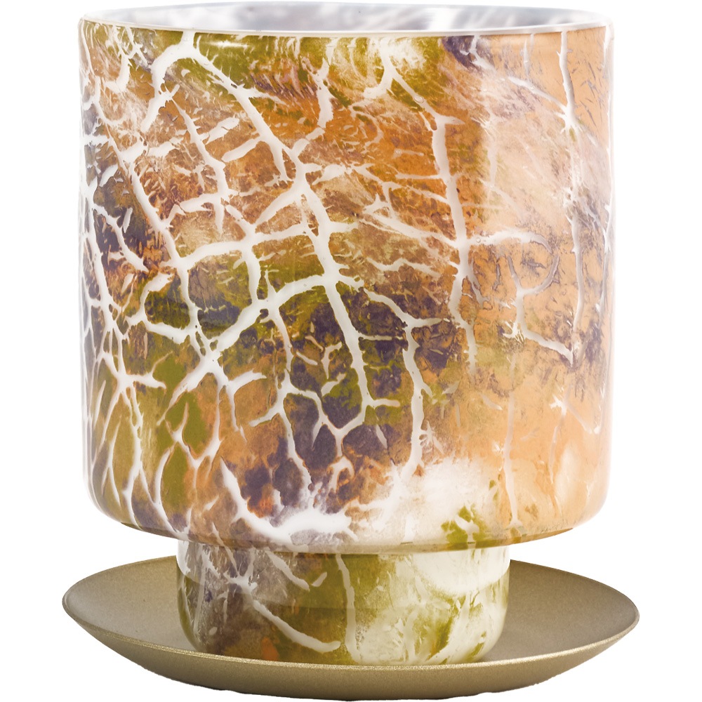 DGガラスステップポット&ソーサーH12 クラックライト