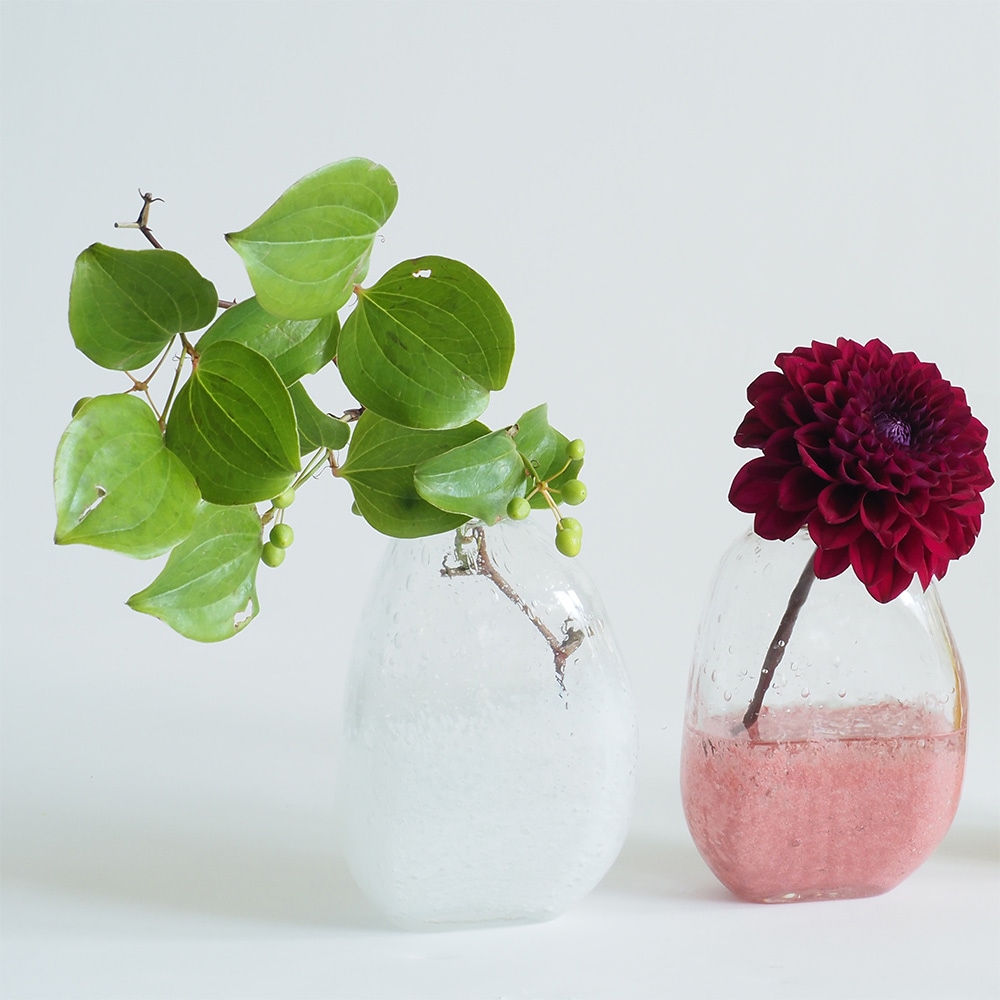 DGマコベースH13.5 クリアピンク | ガラスの花瓶・花器,ハンドメイドの