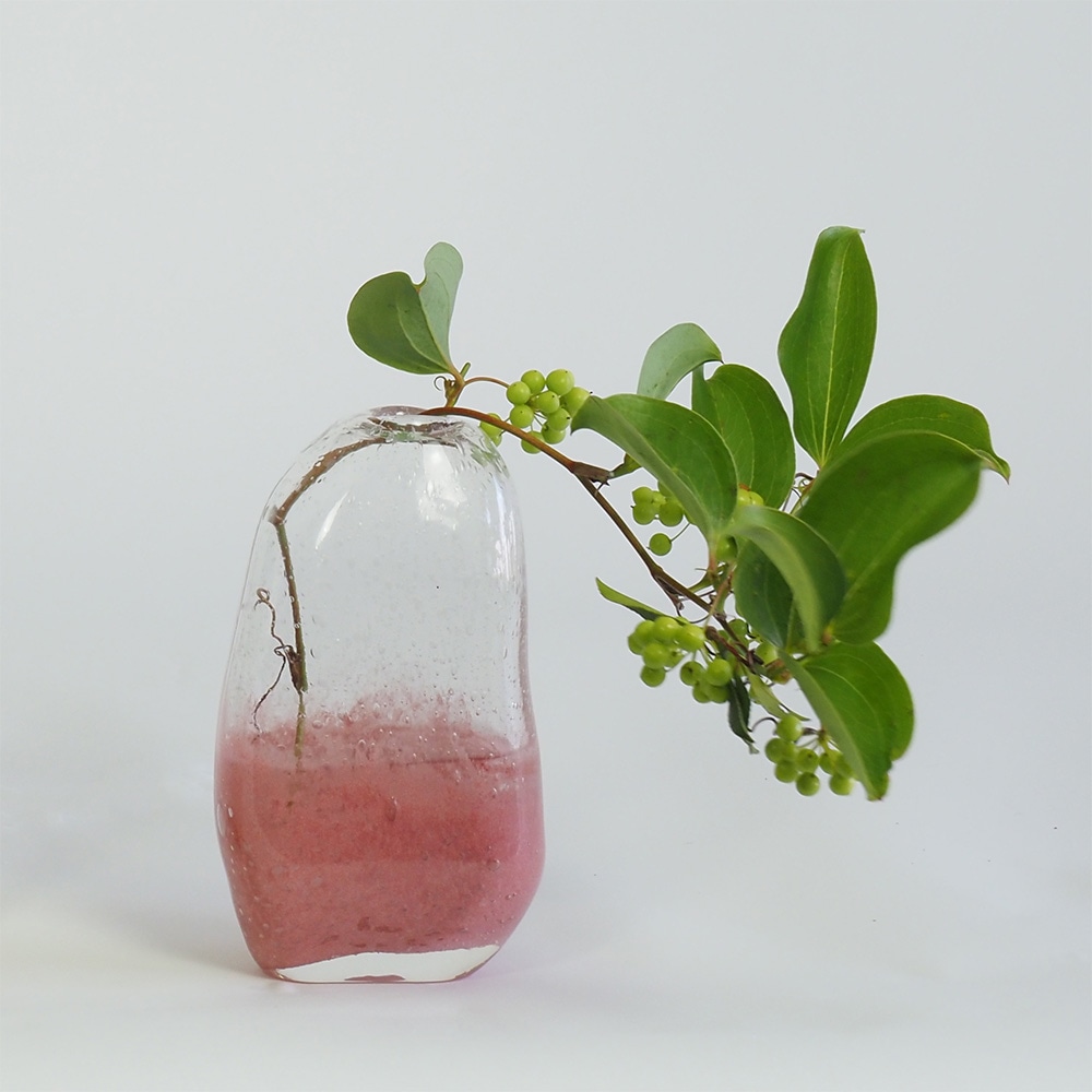 DGマコベースH13.5 クリアピンク | ガラスの花瓶・花器,ハンドメイドの