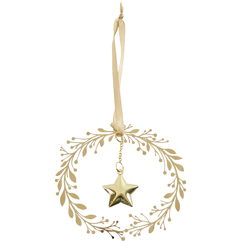 連休値下　希少　Walther&Co リース　オーナメント 金色の花　クリスマス 予約商品】☆新商品☆SNメタルオーナメントスターリースGL φ12cm
