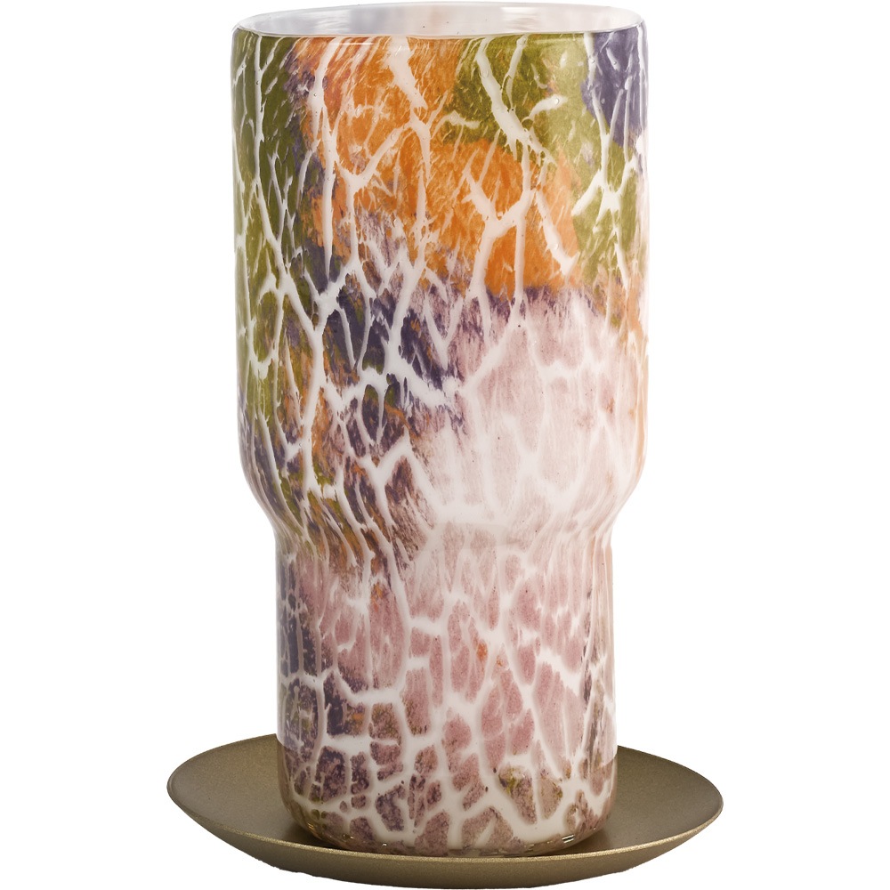 DGガラスステップロングポット&ソーサーH16 クラックライト