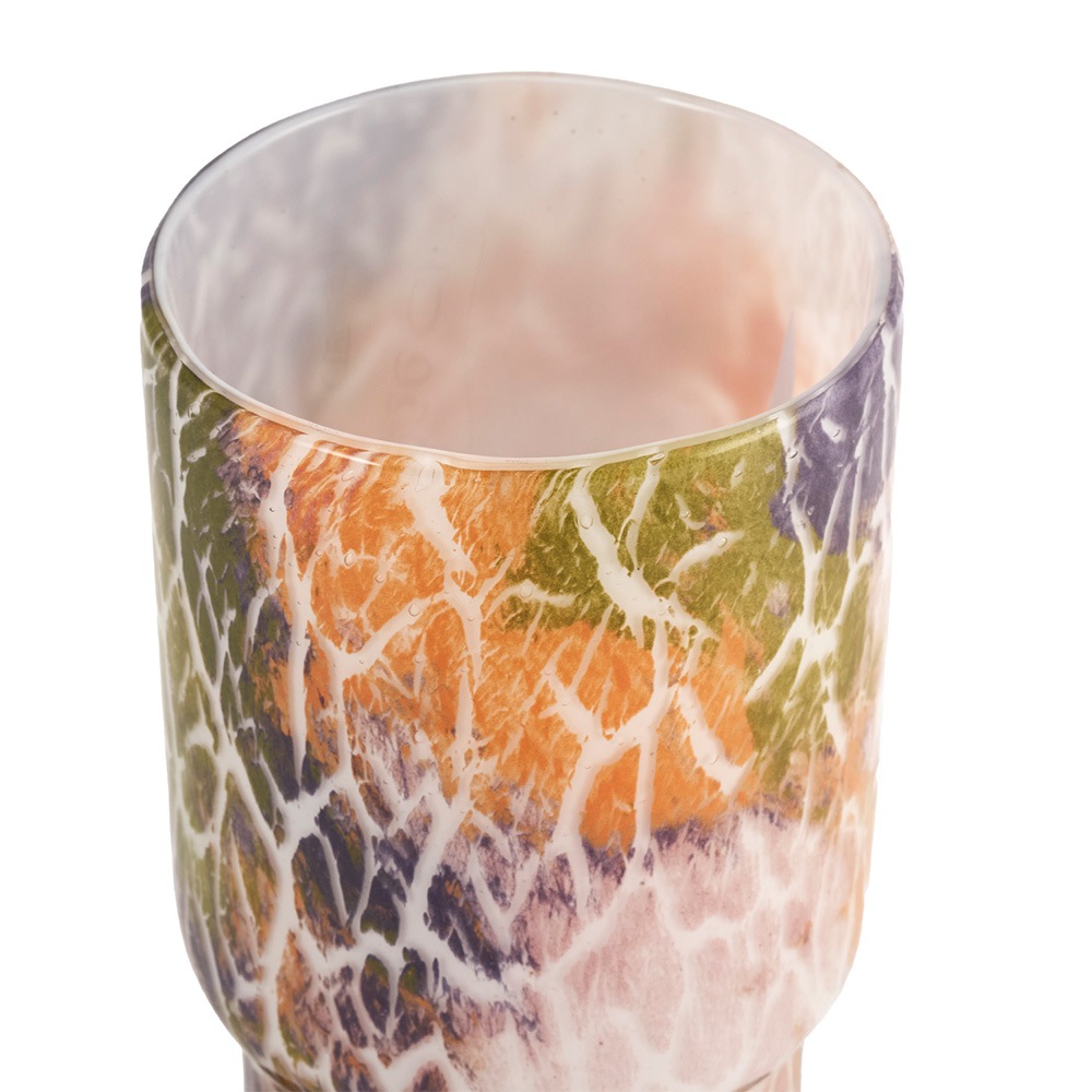 DGガラスステップロングポット&ソーサーH16 クラックライト