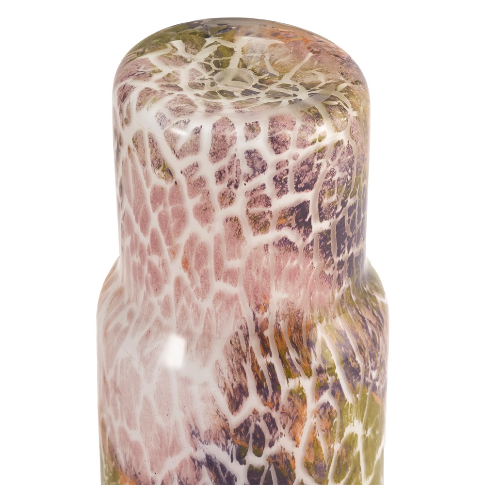 DGガラスステップロングポット&ソーサーH16 クラックライト