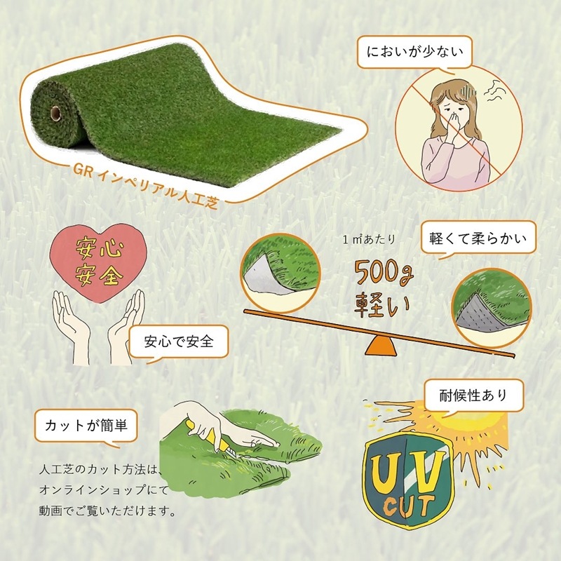 GRインペリアル人工芝（WALLターフ）1m×2m