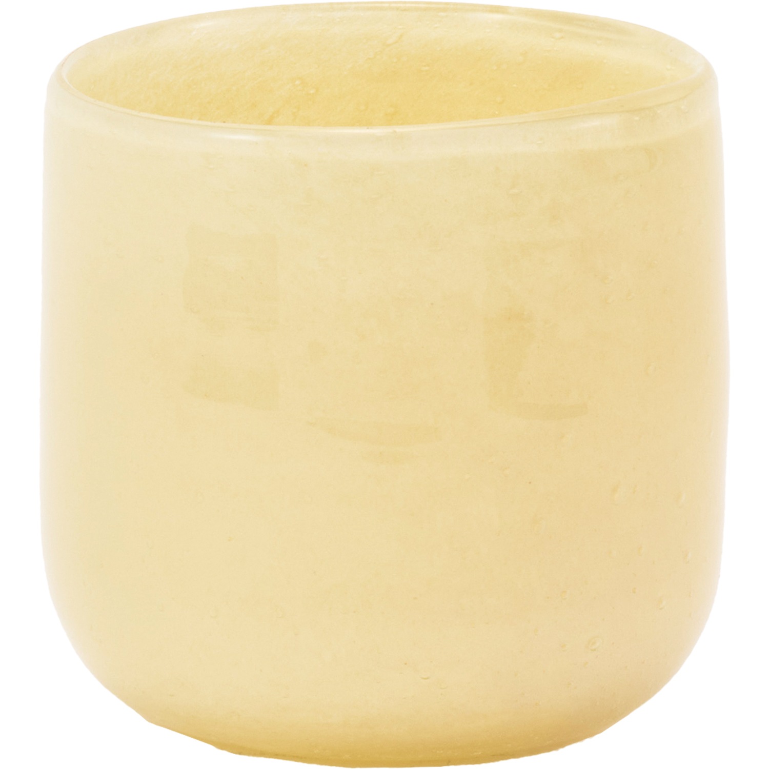 DGガラスアールポット＆ソーサーφ9xH9 ソフトイエロー | 穴あき鉢