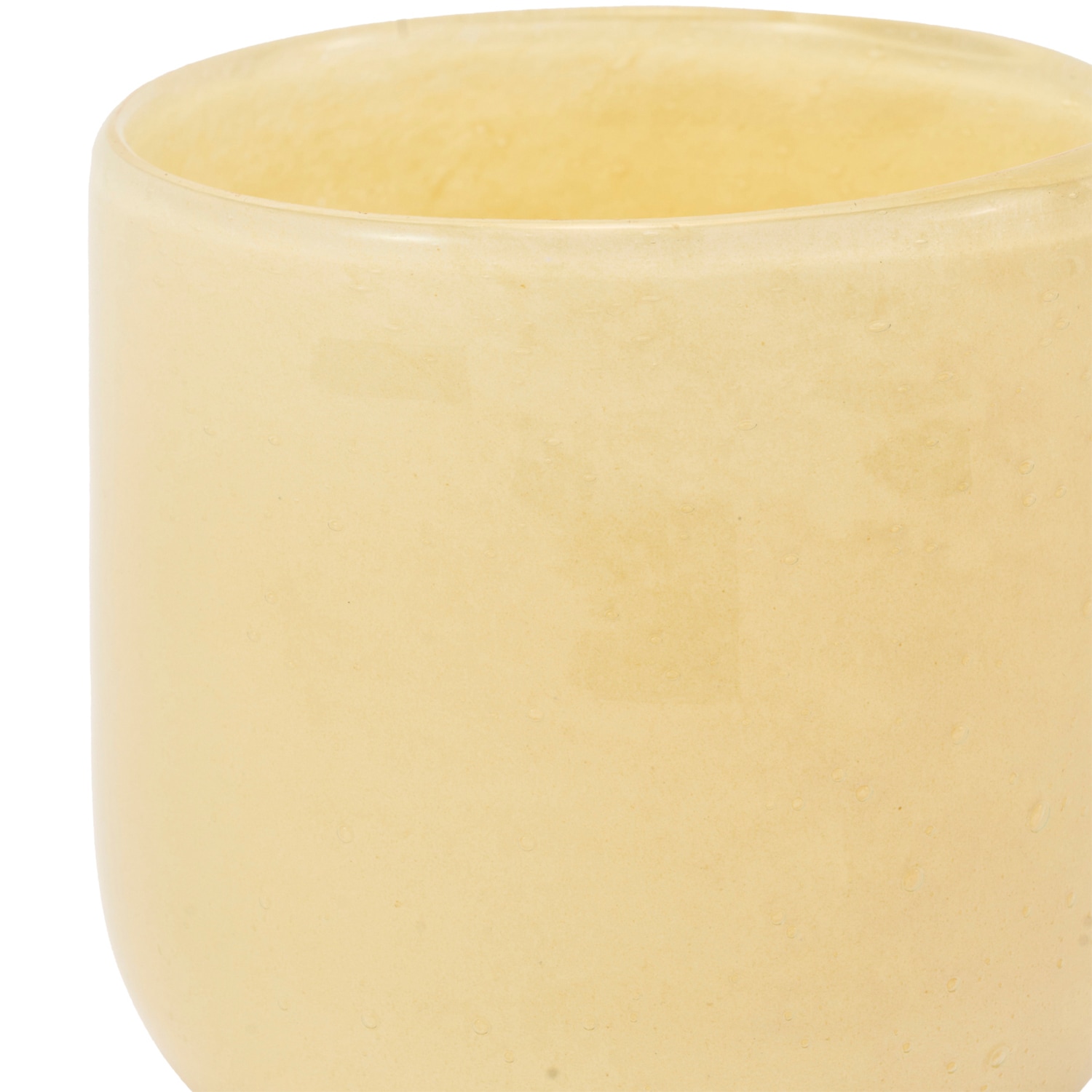 DGガラスアールポット＆ソーサーH9 ソフトイエロー | 穴あき鉢・植木鉢