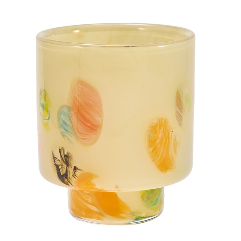 DGガラスステップポット&ソーサーH12 クリームフラワー