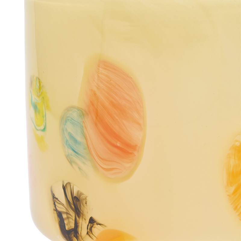 DGガラスステップポット&ソーサーH12 クリームフラワー