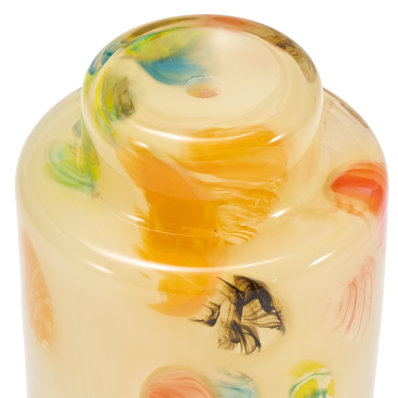 DGガラスステップポット&ソーサーH12 クリームフラワー