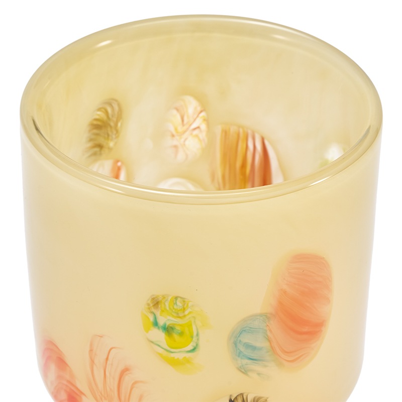 DGガラスステップポット&ソーサーH12 クリームフラワー