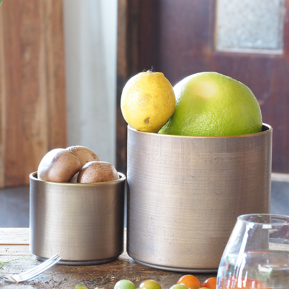 MC円柱ベース アンティークゴールドH14 | 鉄製花器 | 花の資材通販ホワイエ