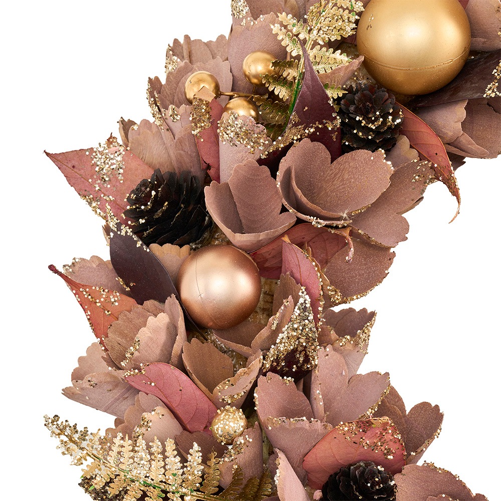 リースピンクシャトルボールリーフラメS | クリスマスリース・雑貨