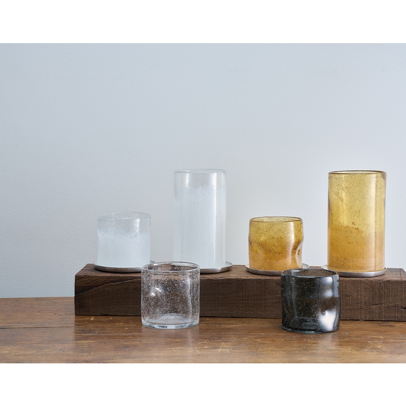 DGガラスピラーポット＆ソーサーH19 サンシャイン | 穴あき鉢・植木鉢