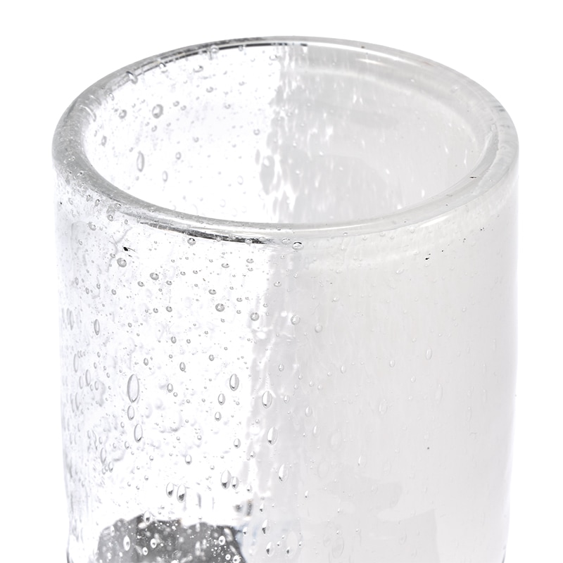 DGガラスステップロングポット＆ソーサーφ8.5xH16 クリアホワイト | 穴