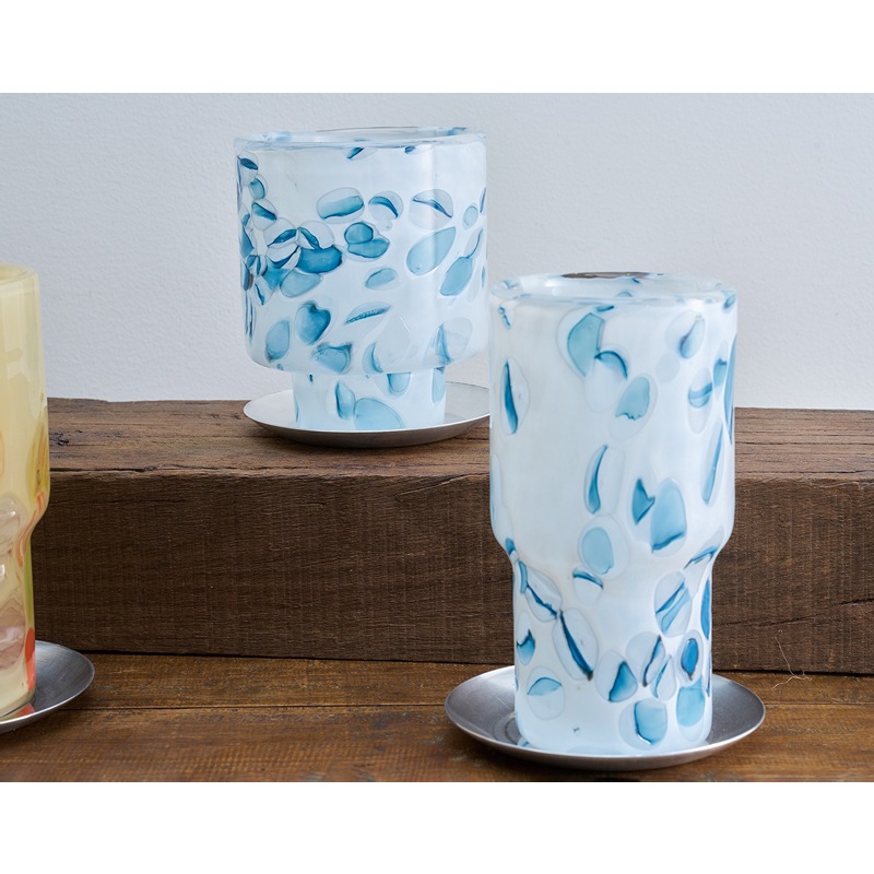 DGガラスステップロングポット＆ソーサーφ8.5xH16 ホワイトBP | 穴あき