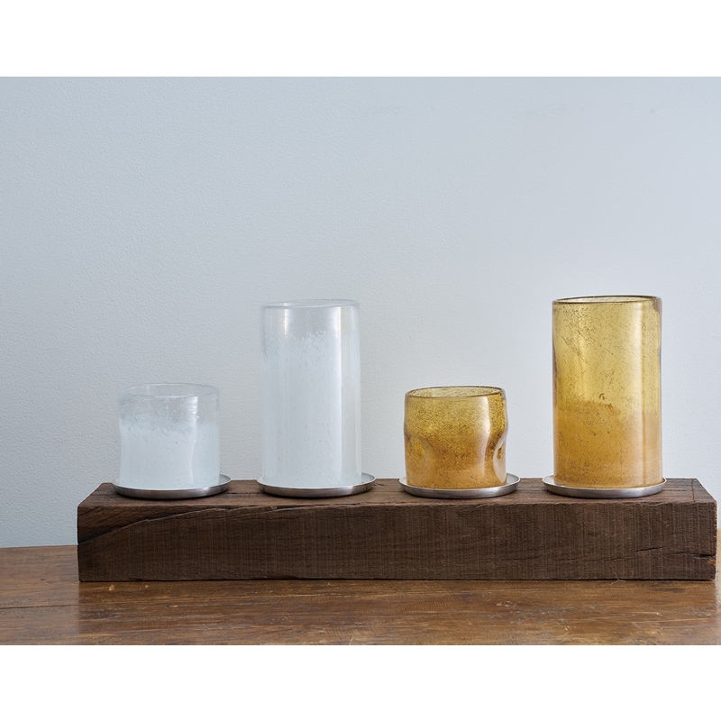 DGガラスナローポット＆ソーサーφ10xH10 クリアホワイト | 穴あき鉢