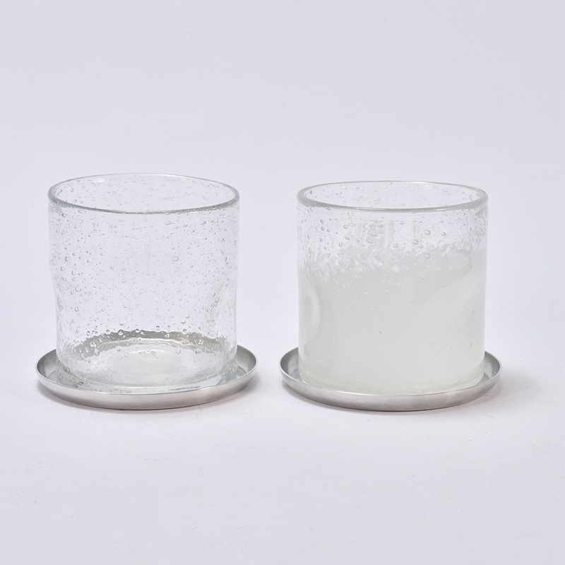 DGガラスナローポット＆ソーサーφ10xH10 クリアホワイト | 穴あき鉢