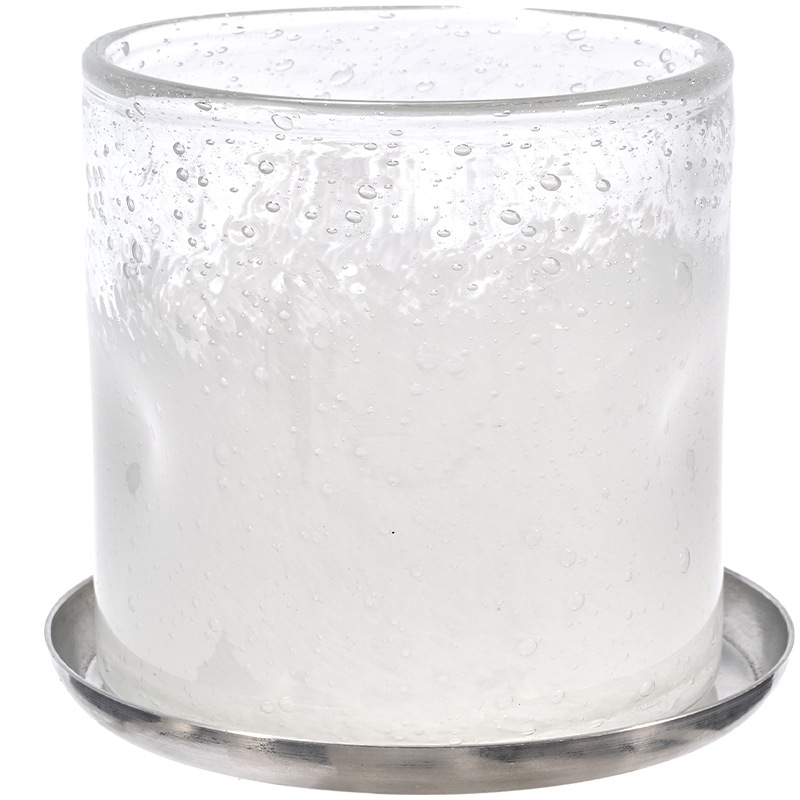 DGガラスナローポット＆ソーサーφ10xH10 クリアホワイト | 穴あき鉢