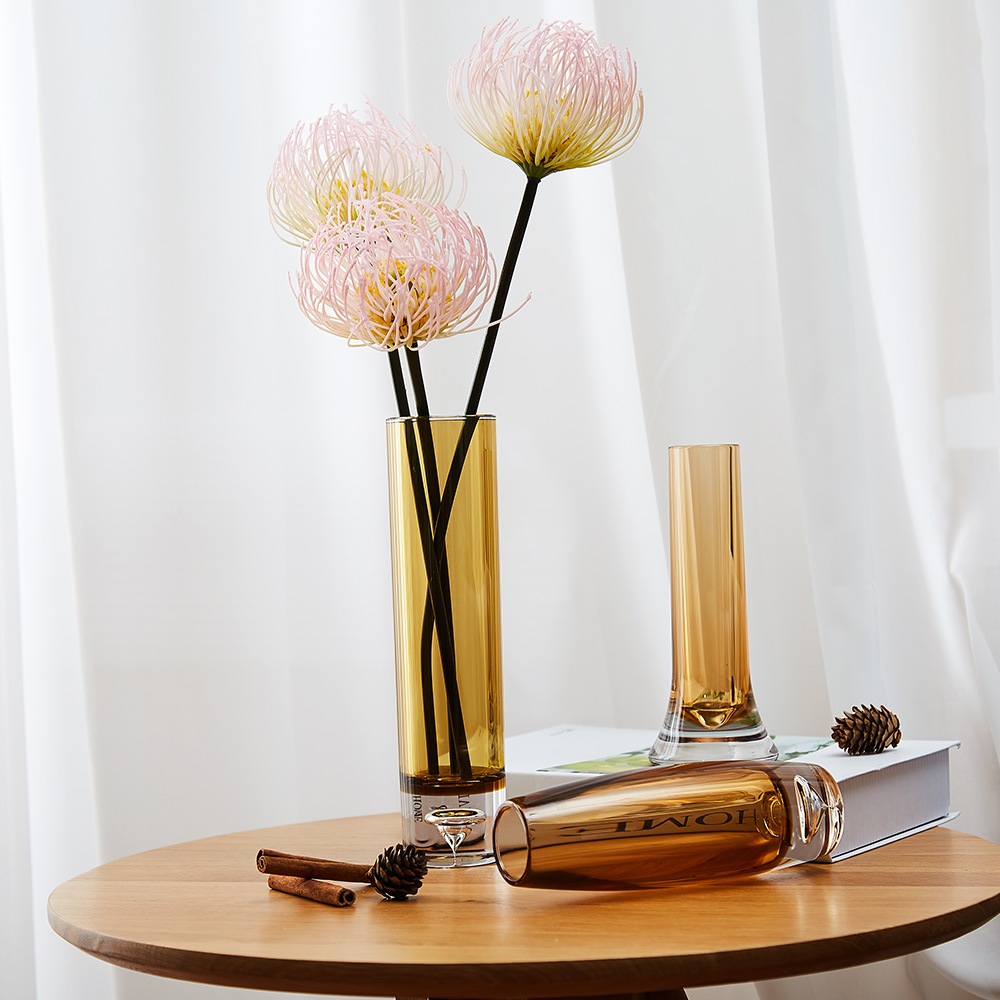 【割れない花瓶!?ポリカ】PV一輪挿しスリムブラウンφ6xH18