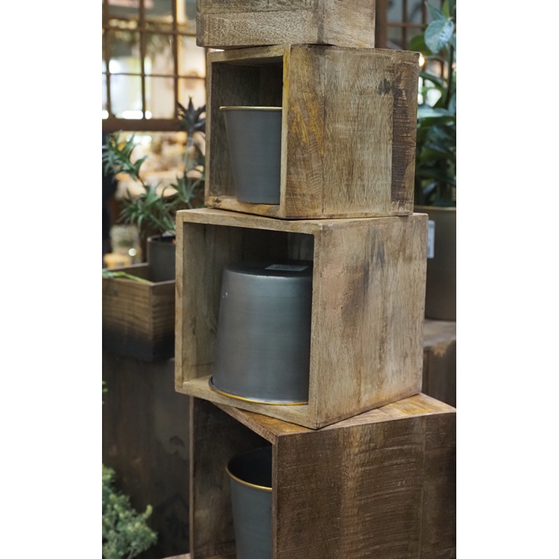 AMナチュラルウッドキューブBOX 13.5xH12.5