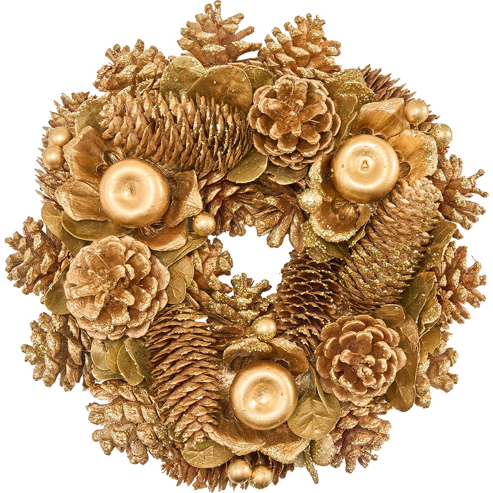 リースゴールドコーンズアップルラメS | クリスマスリース・雑貨