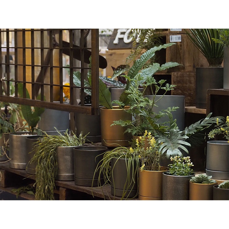 MC円柱メタルecoポット皿付|鉄はエコ|ナチュラルアイアンマット#3