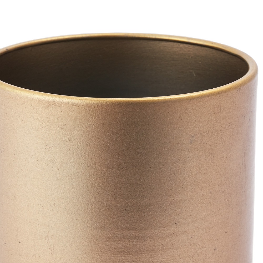 【4個セット】カタチ製作所Mederu pot ビーンズ アンティークゴールド等 MC円柱メタルecoポット皿付|鉄はエコ|アンティークゴールド#3 | 穴あき