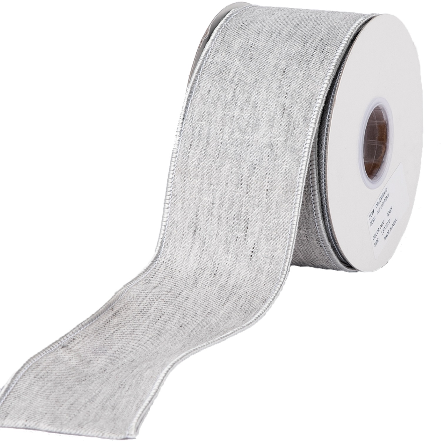 @ワイヤー入りリボン FAUX LINEN RIBBON GY 幅63mm★廃番
