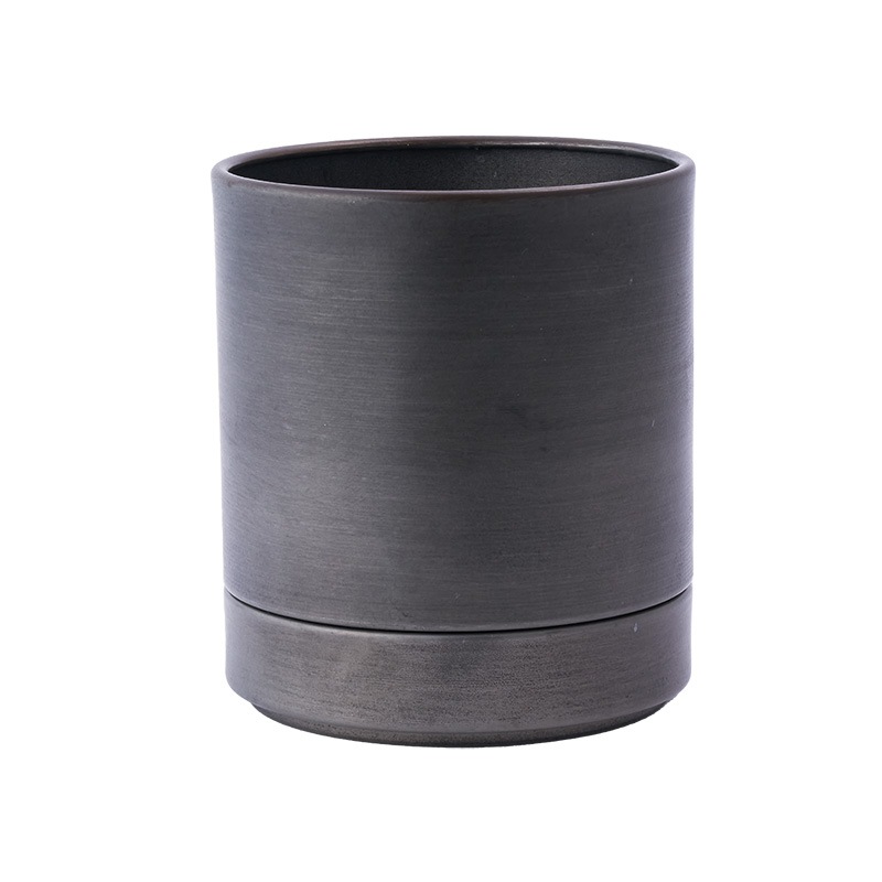 MC円柱メタルecoポット皿付|鉄はエコ|ダークブラック#3