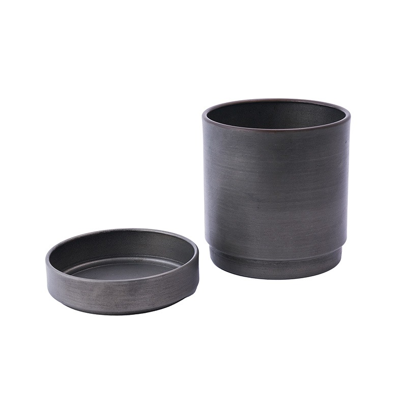 MC円柱メタルecoポット皿付|鉄はエコ|ダークブラック#3