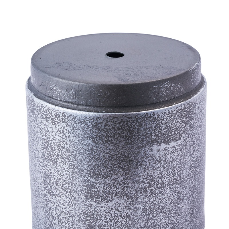 MC円柱メタルecoポット皿付|鉄はエコ|シルバーブラック＃3