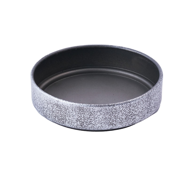 MC円柱メタルecoポット皿付|鉄はエコ|シルバーブラック＃3