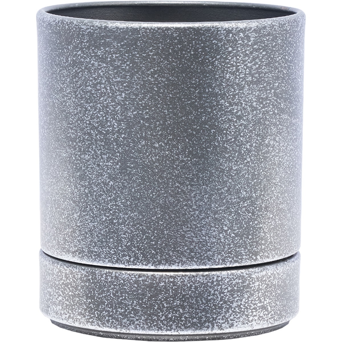 MC円柱メタルecoポット皿付|鉄はエコ|シルバーブラック＃3