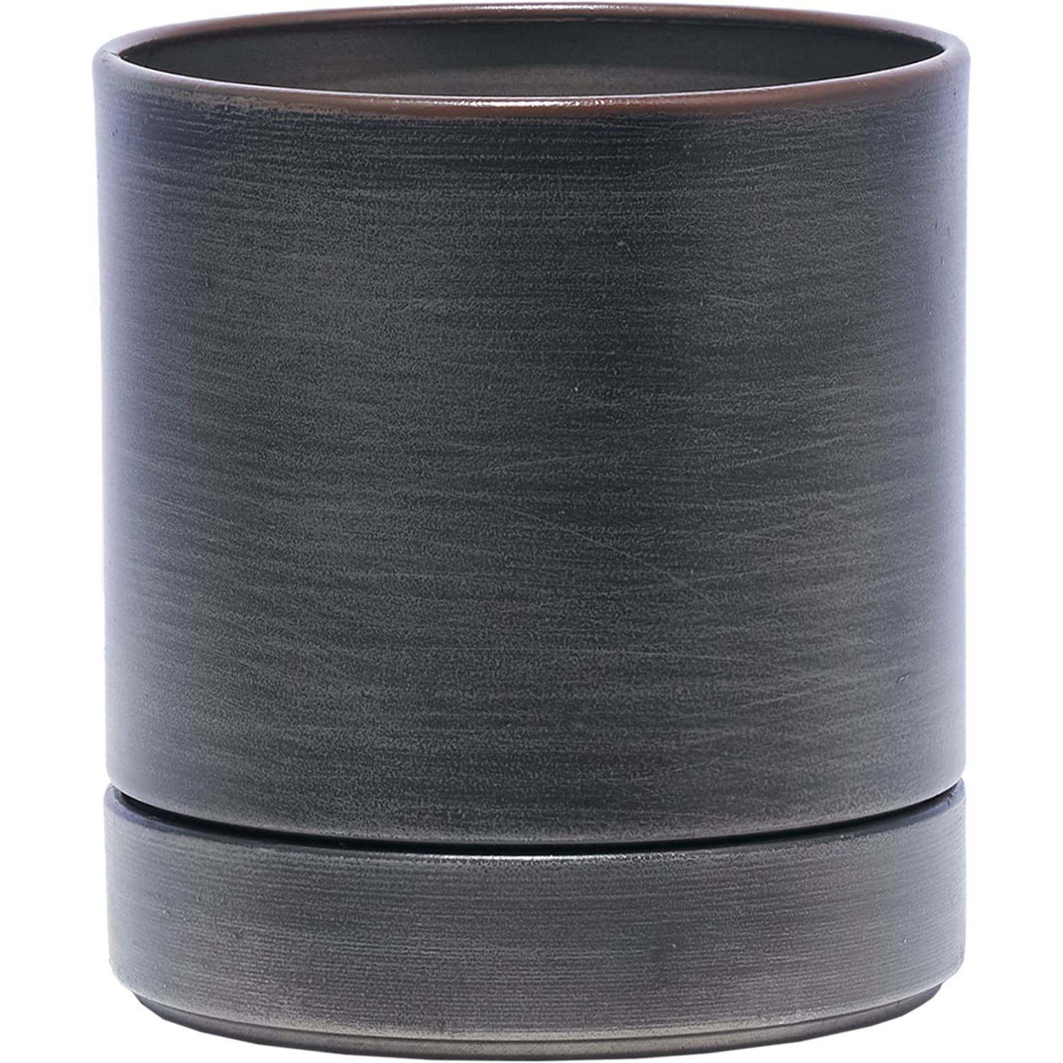 MC円柱メタルecoポット皿付|鉄はエコ|ダークブラック＃3.5