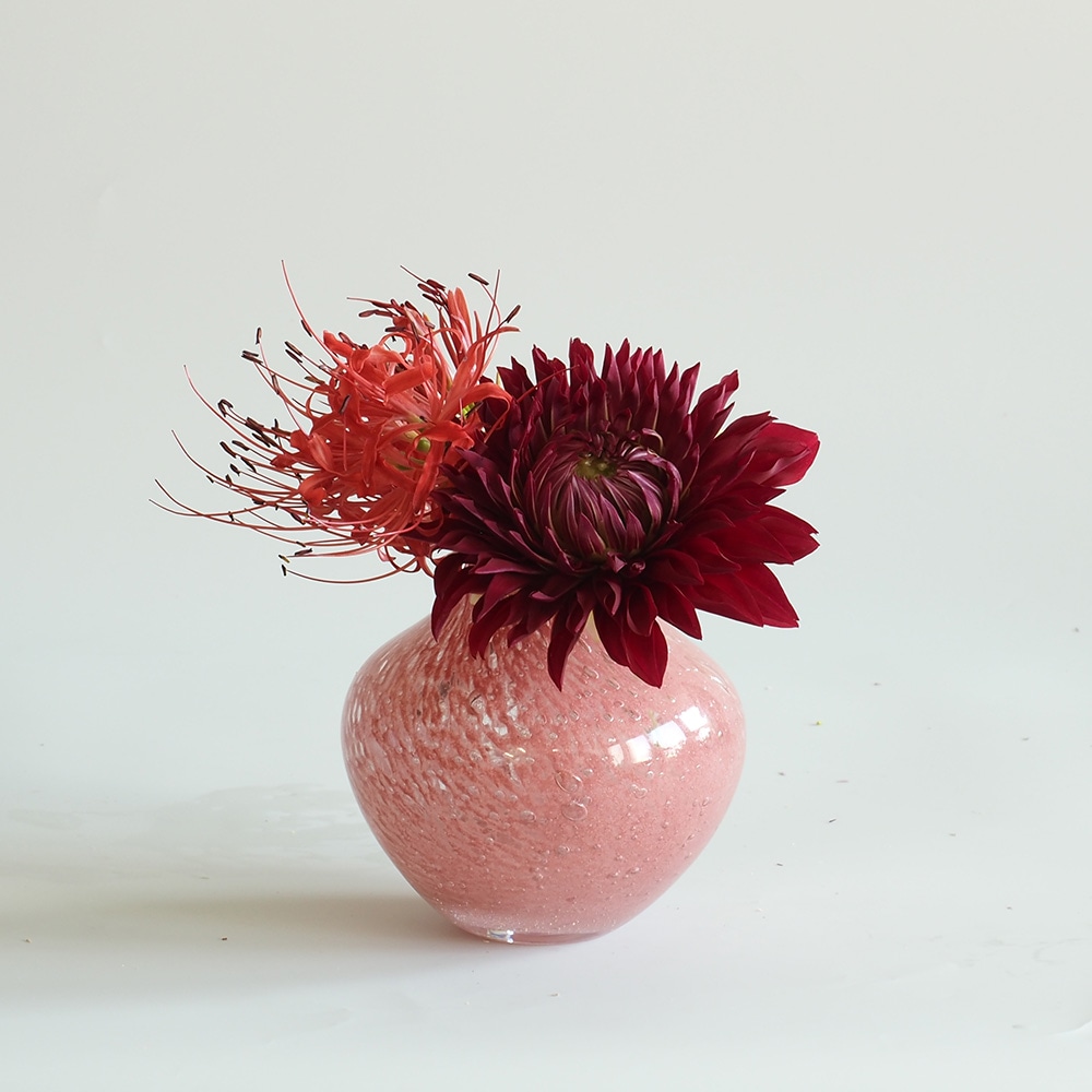 DGガラスキュルットH9.5 ピンク | ガラスの花瓶・花器,ハンドメイドの