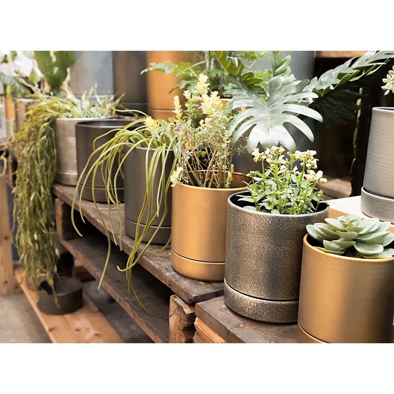 MC円柱メタルecoポット皿付|鉄はエコ|ダークブラック#4