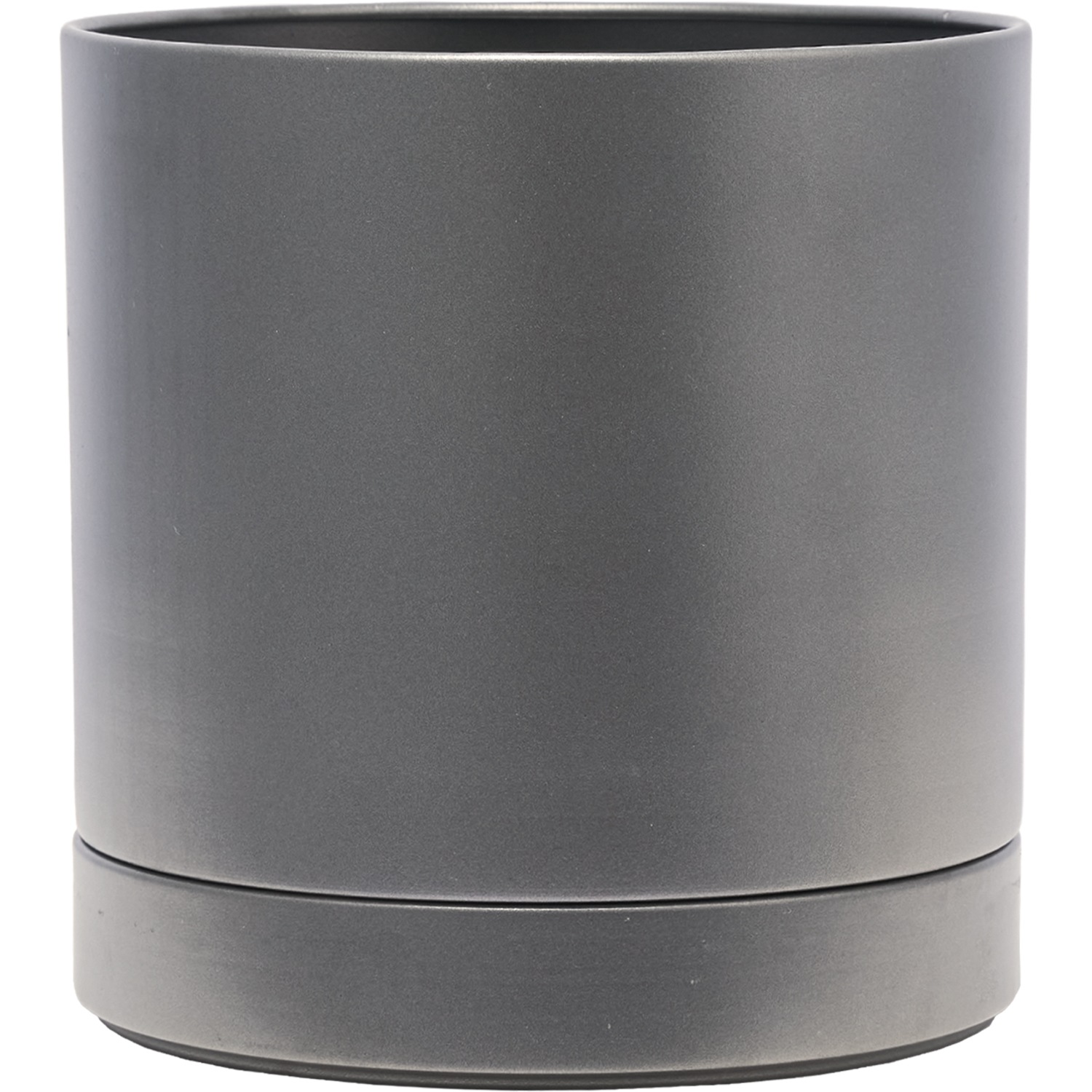 MC円柱メタルecoポット皿付|鉄はエコ|クールグレー＃5