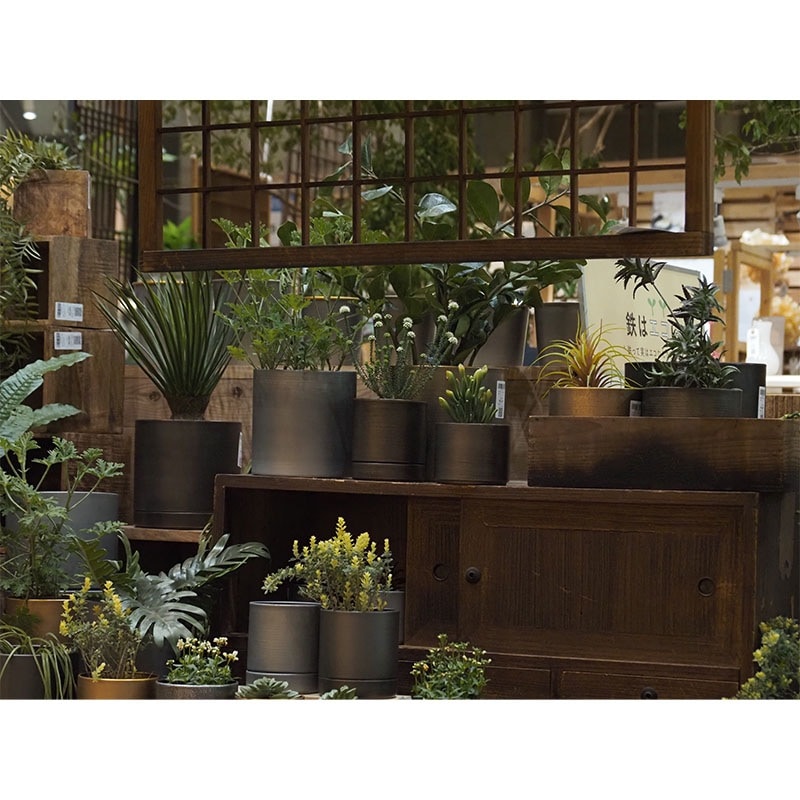 MC円柱メタルecoポット皿付|鉄はエコ|クールグレー#6