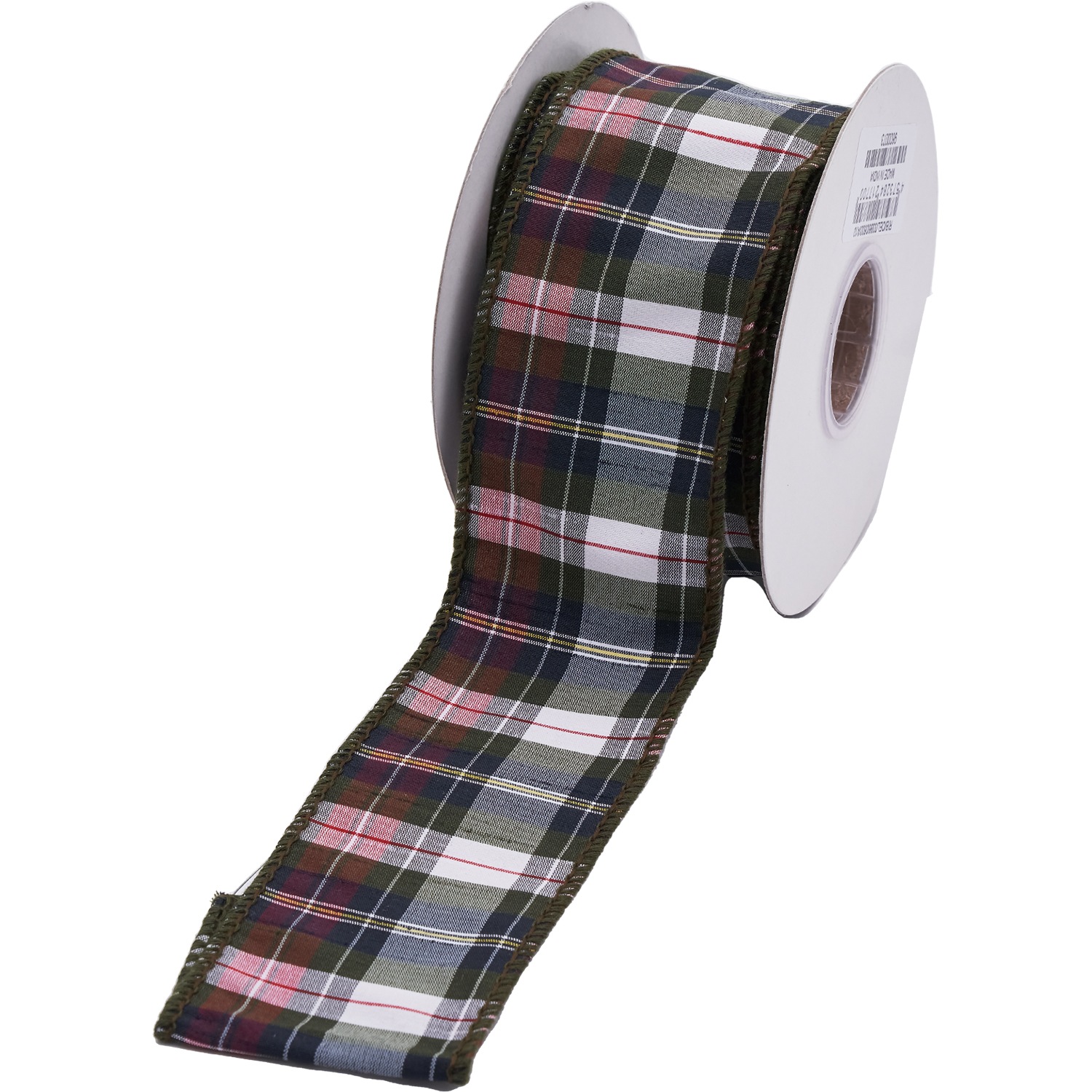 ワイヤー入りリボン DUPION PLAID BKRD 6.3cm