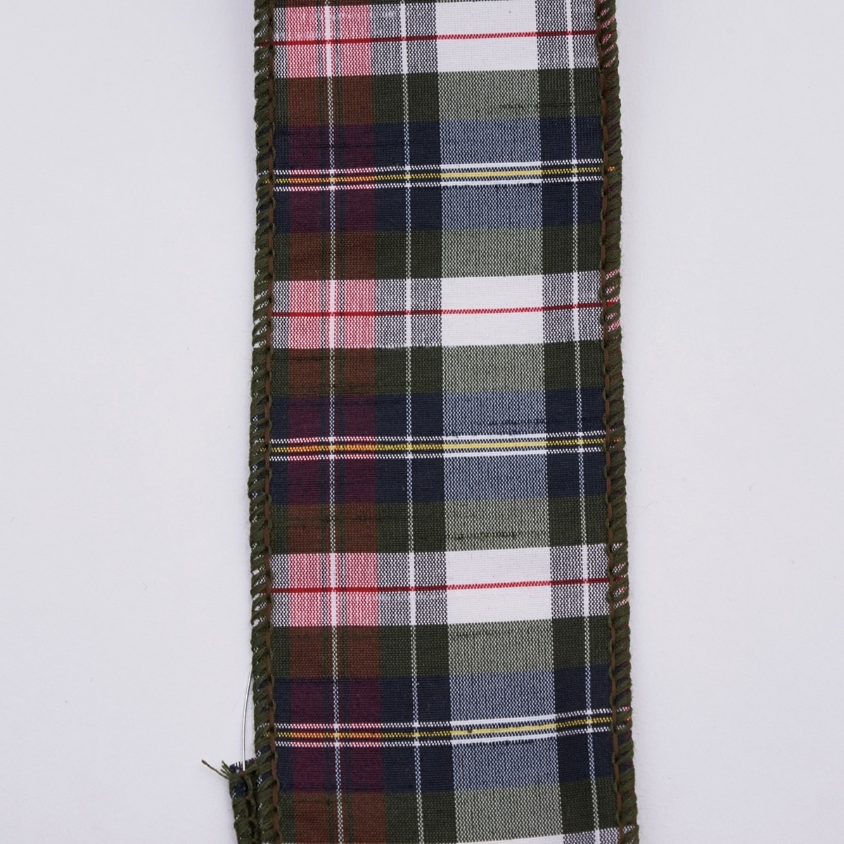 ワイヤー入りリボン DUPION PLAID BKRD 6.3cm