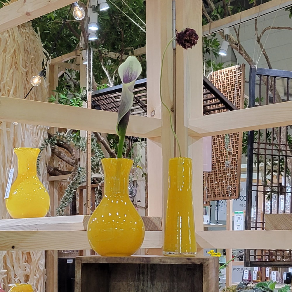 DGガラスアクビーH16.5 イエロー | ガラスの花瓶・花器 | 花の資材通販