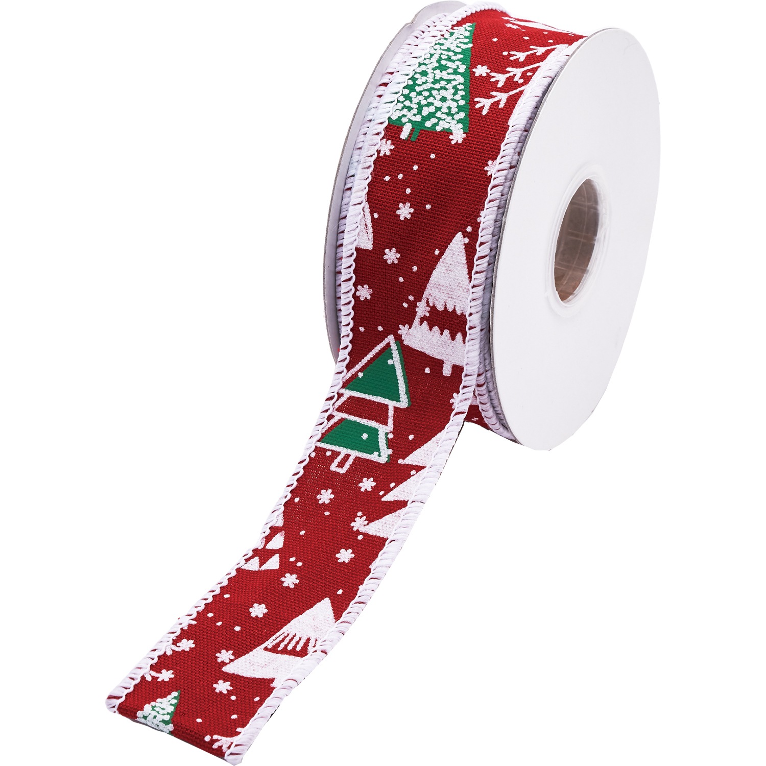 ワイヤー入りリボン CHRISTMAS TREE PRINTED CANVAS RIBBON 3.8cm