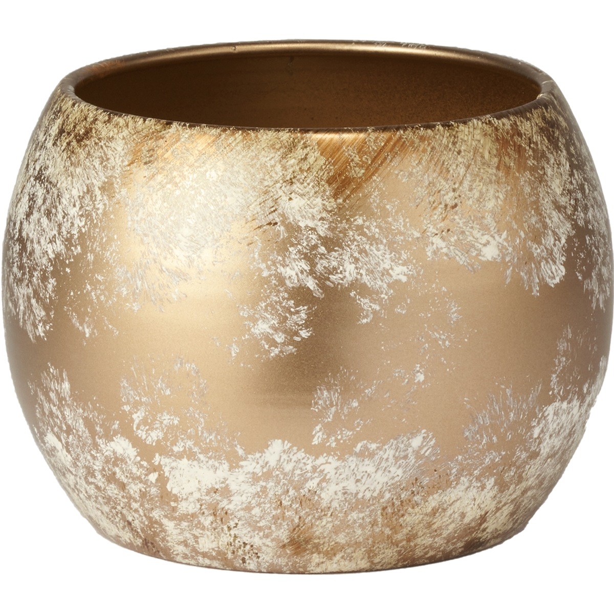 MCボウルメタル ブラッシュドゴールドH9 | 鉄製花器 | 花の資材通販