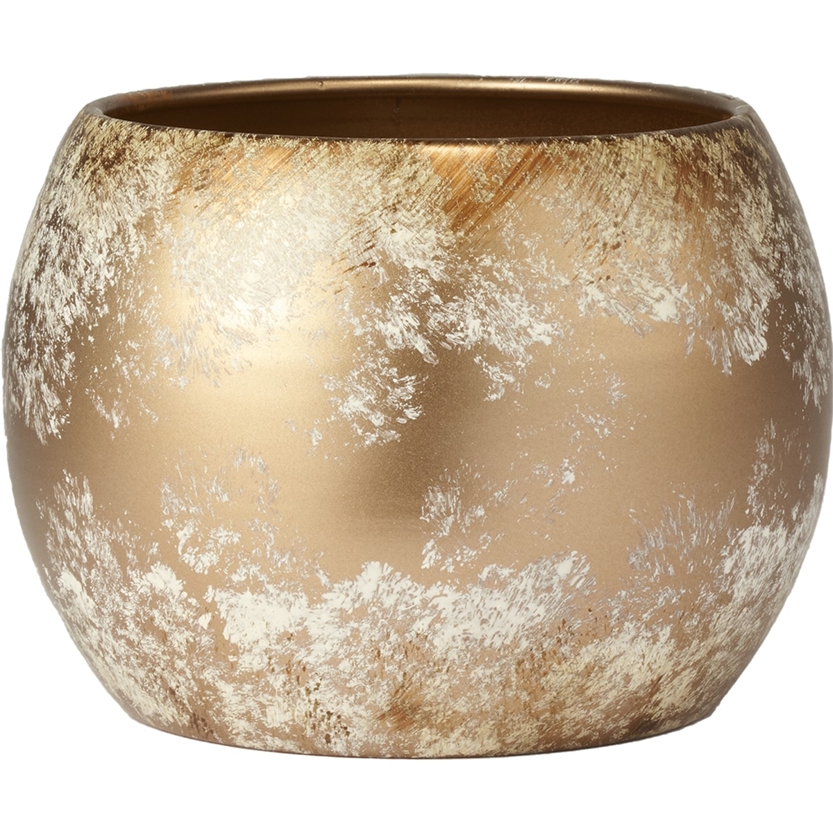 MCボウルメタル ブラッシュドゴールドH9 | 鉄製花器 | 花の資材通販