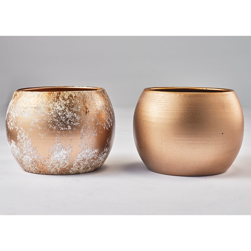 MCボウルメタル ブラッシュドゴールドH9 | 鉄製花器 | 花の資材通販