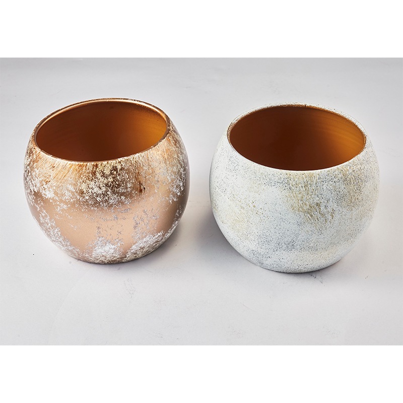 MCボウルメタル ブラッシュドゴールドH9 | 鉄製花器 | 花の資材通販