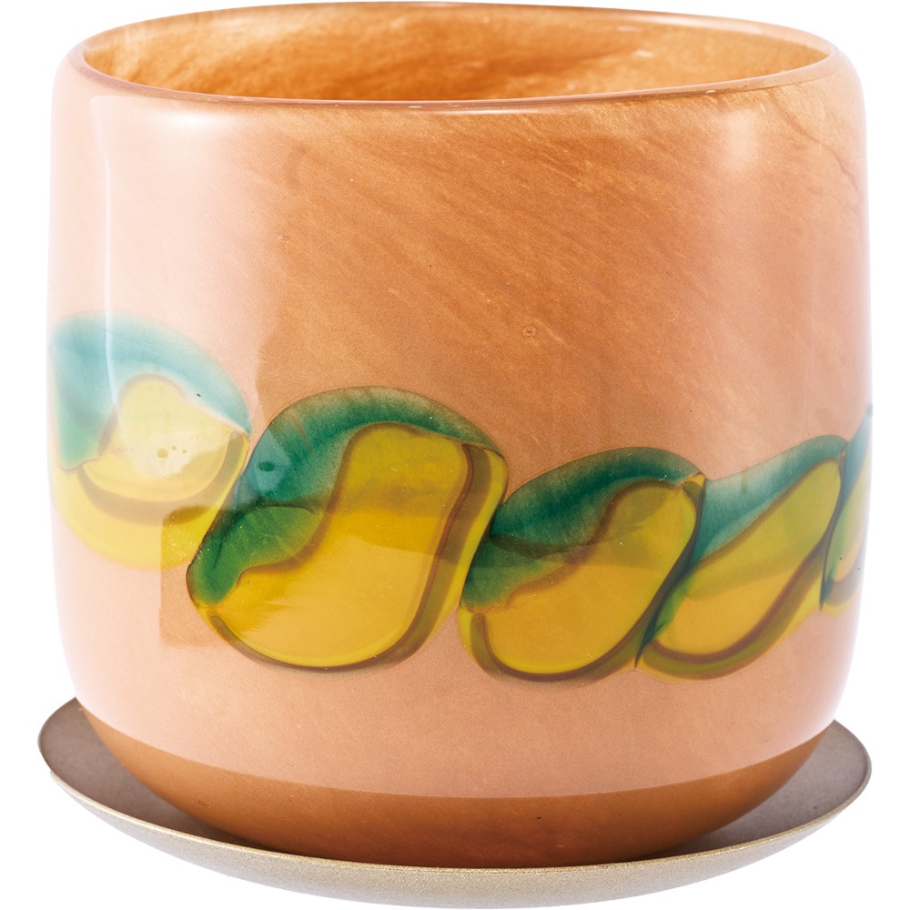 DGガラスアールポット＆ソーサーφ10.5MML | 穴あき鉢・植木鉢 -ガラス