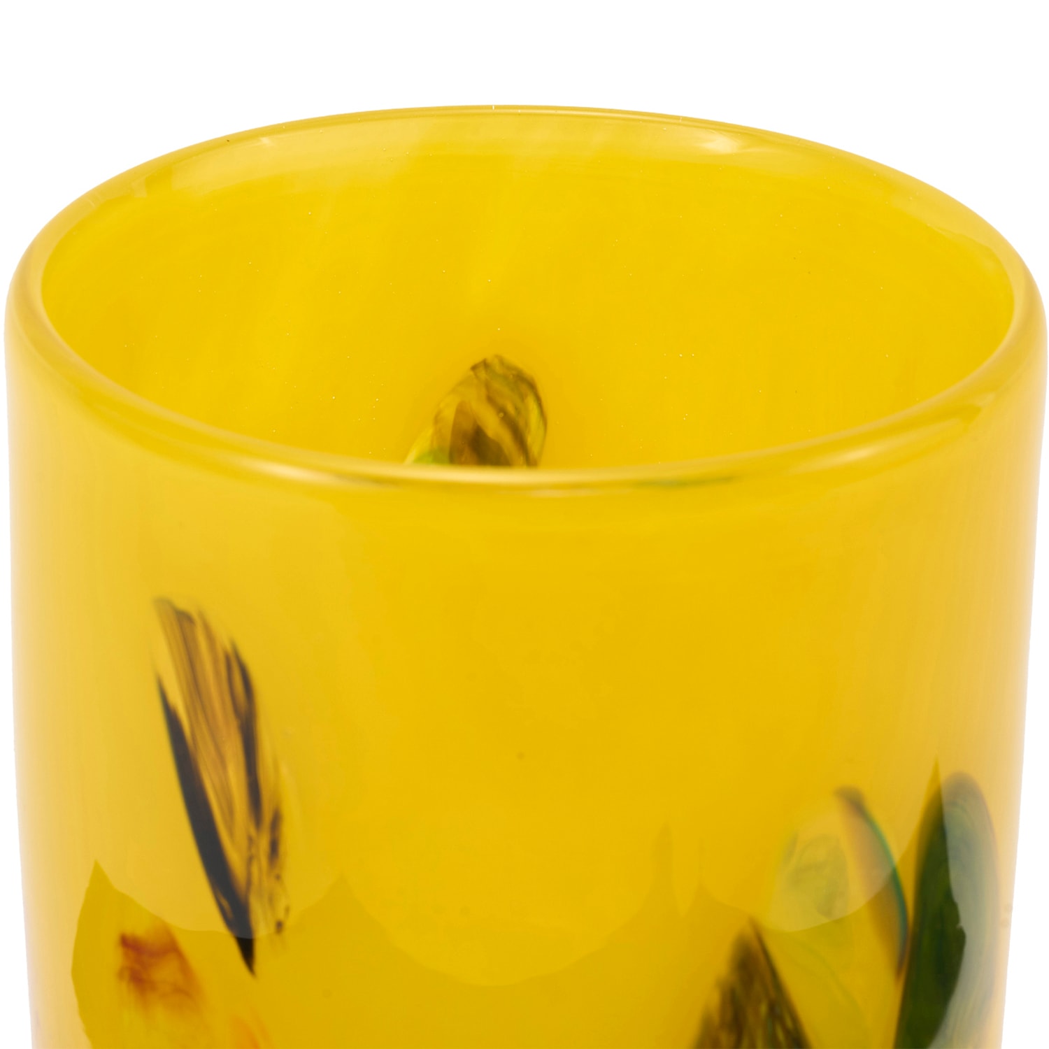 DGガラスステップポット＆ソーサーφ10xH12 イエローフラワー | 穴あき